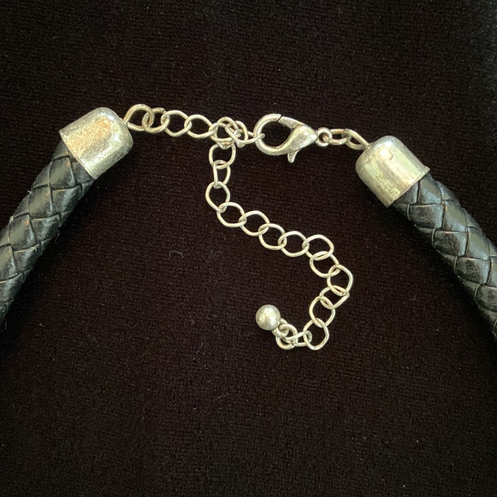 Leather turquoise choker necklace - Picture 5 of 7